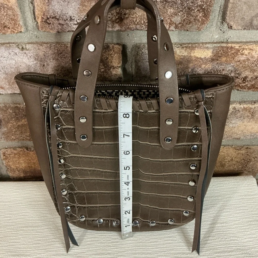 SASHA+SOFI Studded Croc-Embossed Faux Leather Crossbody Bag